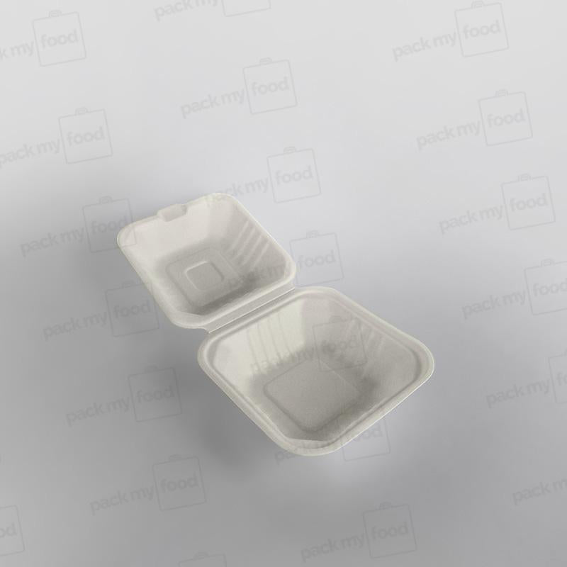Bagasse Compostable 6 Inch Clamshell Burger Box