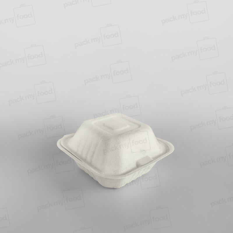 Bagasse Compostable 6 Inch Clamshell Burger Box