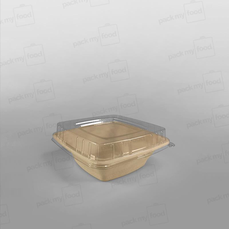 rPET Lid For Compostable Sugarcane Pulp Square Bowls