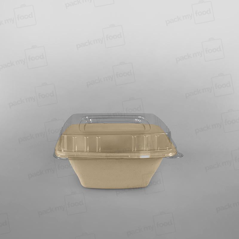 rPET Lid For Compostable Sugarcane Pulp Square Bowls