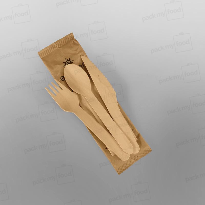 Wooden Cutlery Pack (Napkin, Fork, Knife, Spoon)