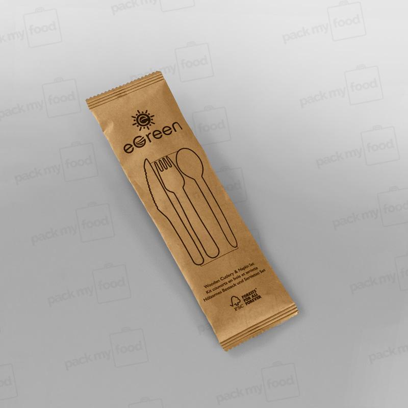 Wooden Cutlery Pack (Napkin, Fork, Knife, Spoon)