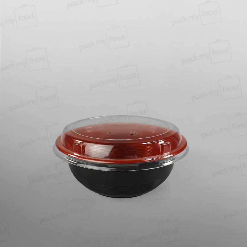 Somoplast Black/Red Microwavable Donburi Bowl & Microwavable Lid