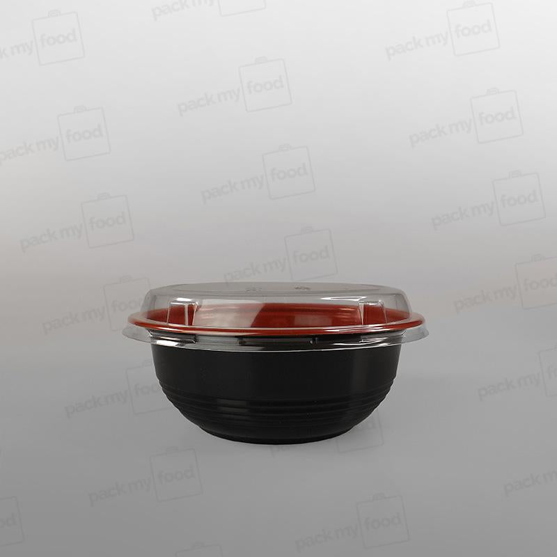 Somoplast Black/Red Microwavable Donburi Bowl & Microwavable Lid