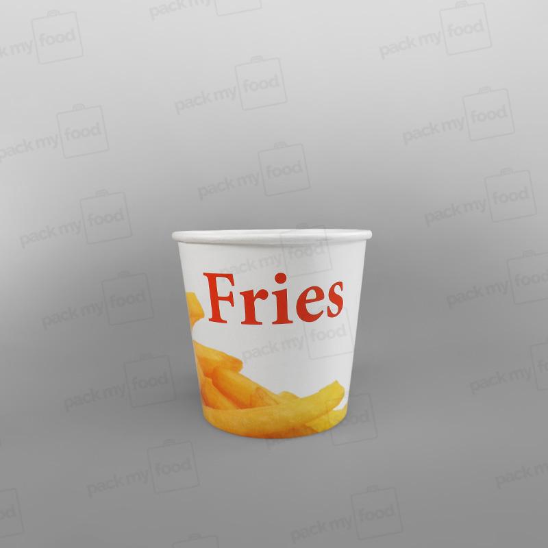 White Paper Food Container - French Fries Design