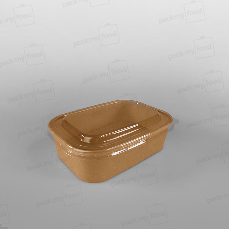 PET Lid For Go-Pak Kraft Rectangular Food Bowl - 500/750/1000cc