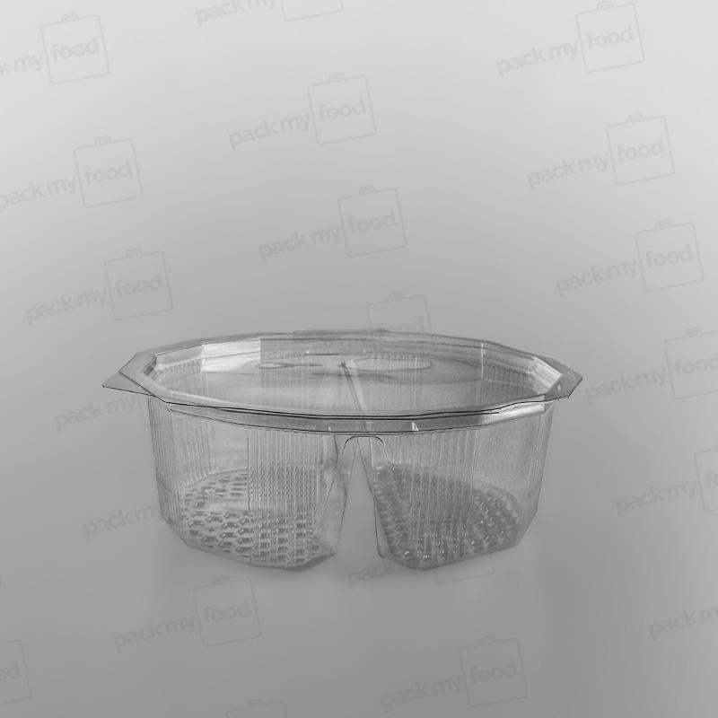 GPI Multipack 2 Compartment Clear Hinged Container