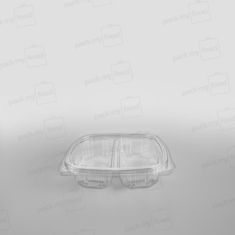 Somoplast Clear Hinged 2 Compartment Rectangular Plastic Container - 250cc