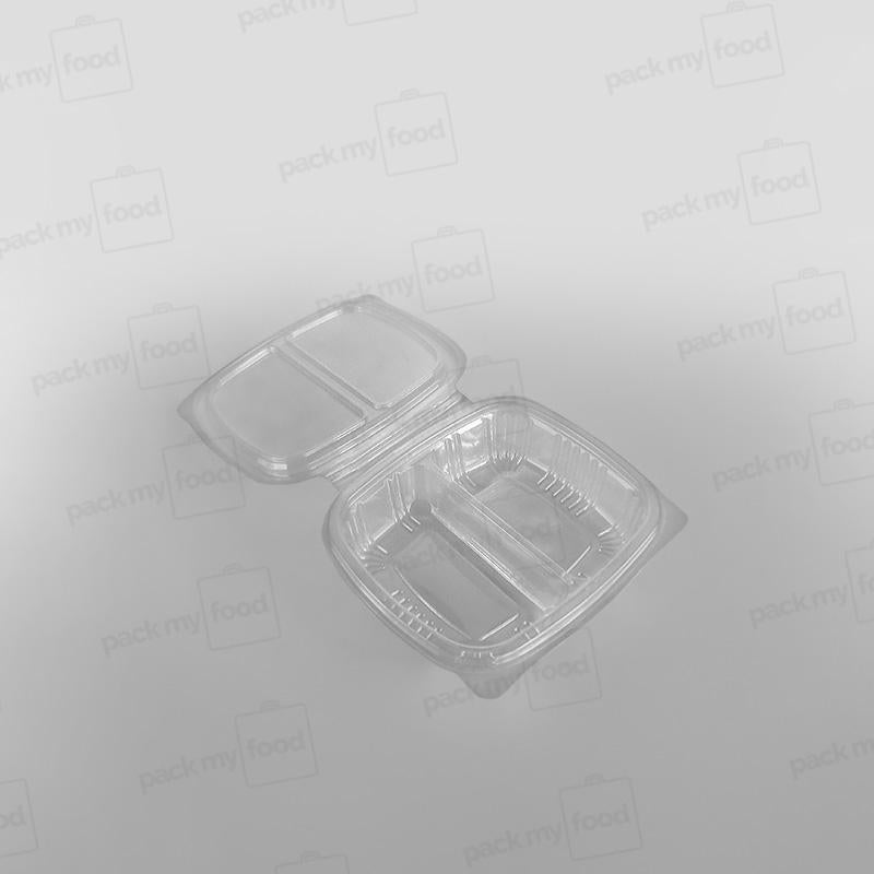 Somoplast Clear Hinged 2 Compartment Rectangular Plastic Container - 250cc
