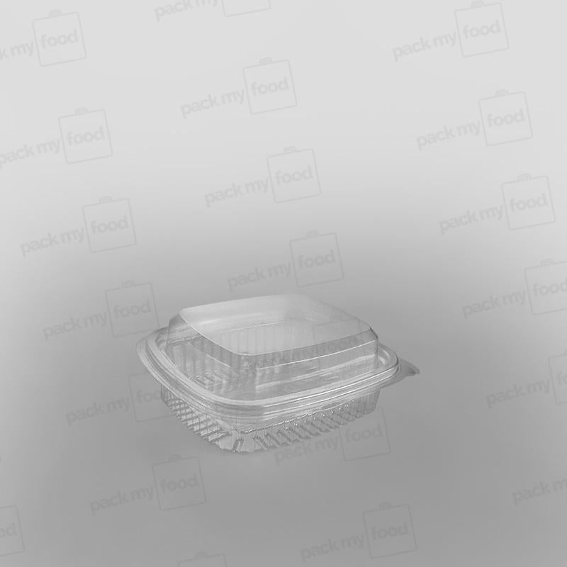 Somoplast Clear Hinged Rectangular Plastic Container - Domed Lid