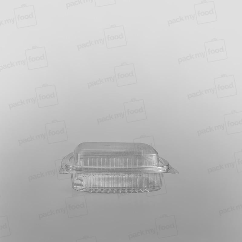 Somoplast Clear Hinged Rectangular Plastic Container - Domed Lid