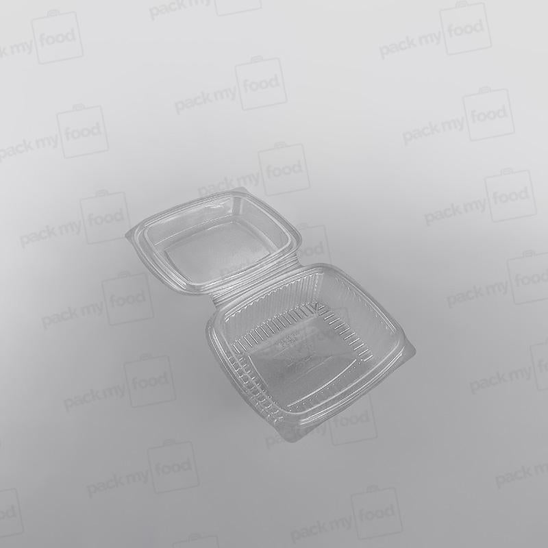 Somoplast Clear Hinged Rectangular Plastic Container - Domed Lid