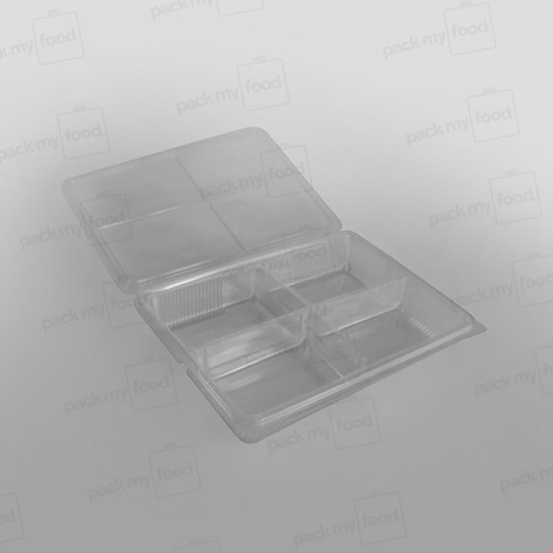 Somoplast 4 Compartment Clear Hinged Rectangular Container