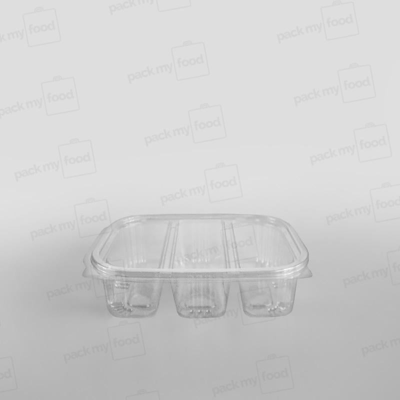 Somoplast 3 Compartment Clear Hinged Oval Container - 550cc Economy