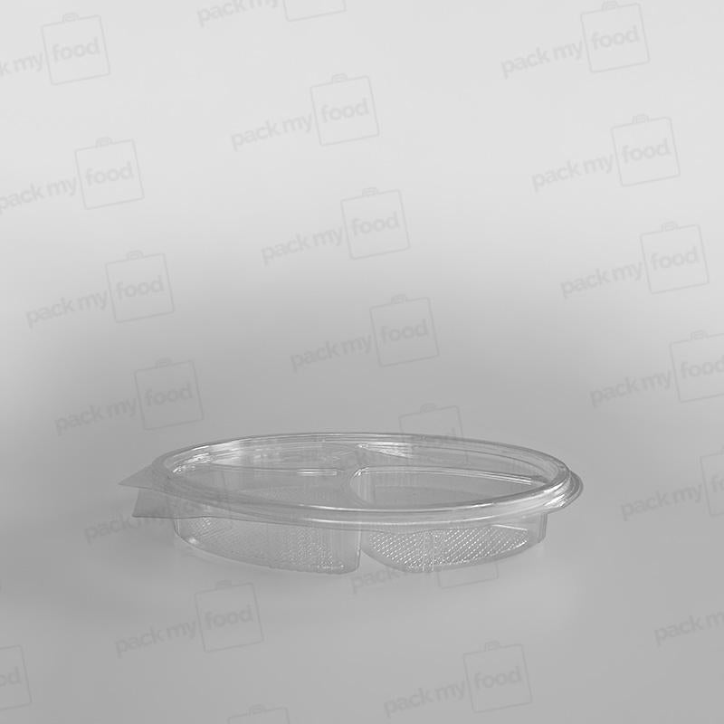 Somoplast 4 Compartment Clear Hinged Oval Container - 550cc