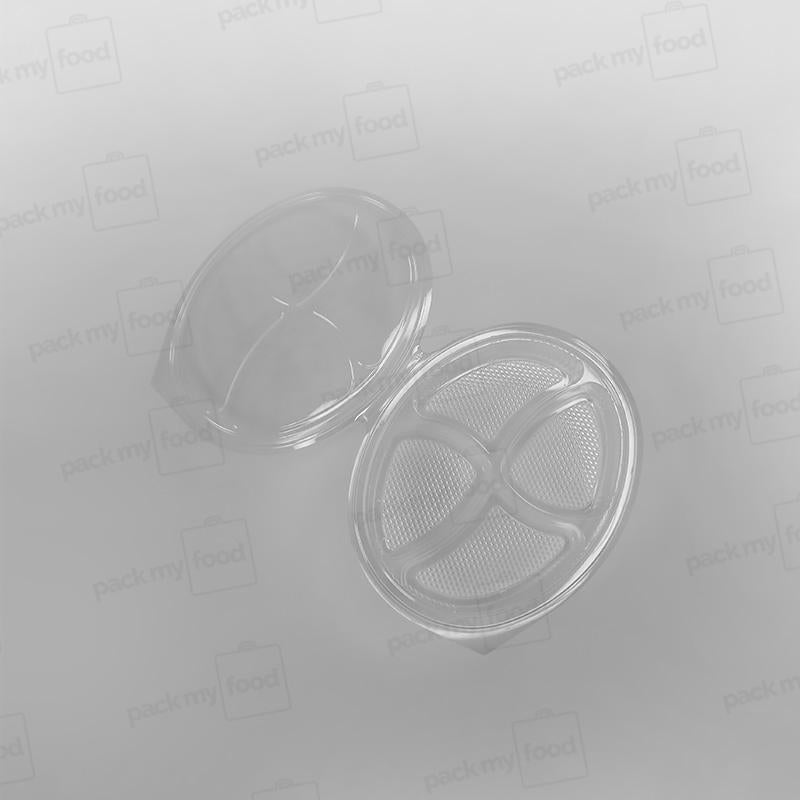Somoplast 4 Compartment Clear Hinged Oval Container - 550cc
