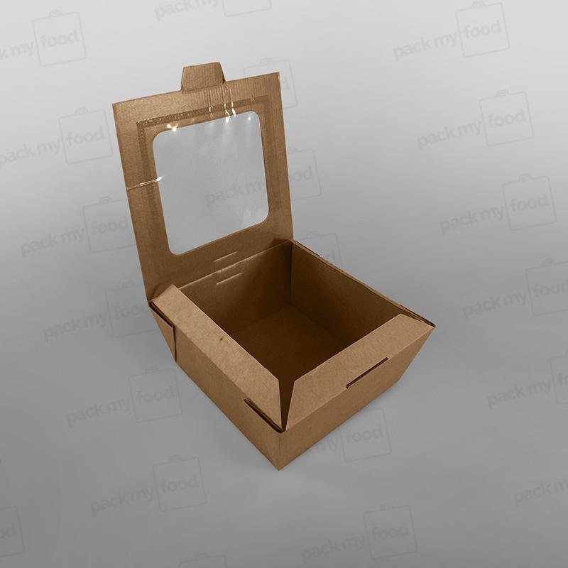 Kraft Paper Rectangular Food Box With Window For Hot & Cold Food