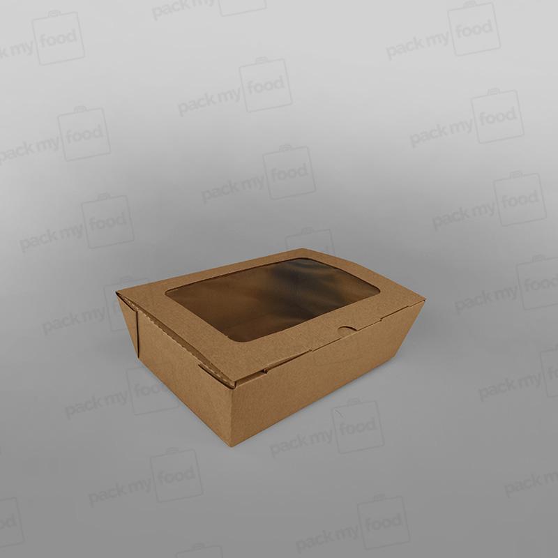 Kraft Paper Rectangular Food Box With Window For Hot & Cold Food