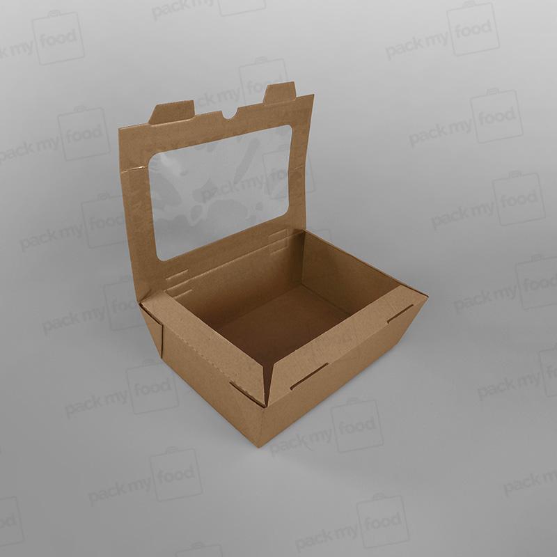 Kraft Paper Rectangular Food Box With Window For Hot & Cold Food