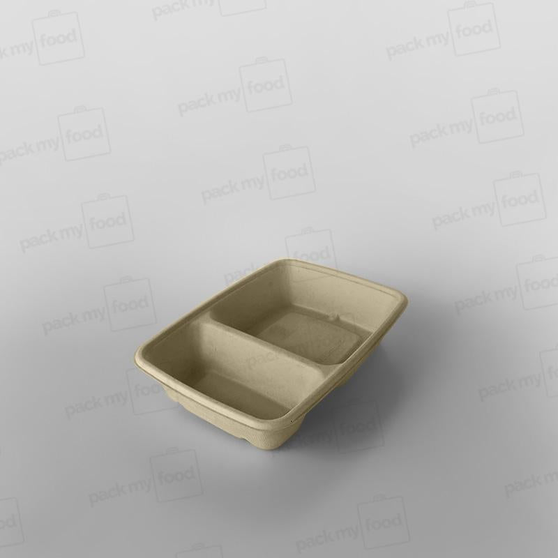 Sabert 2 Compartment Rectangular Pulp Container - 800ml