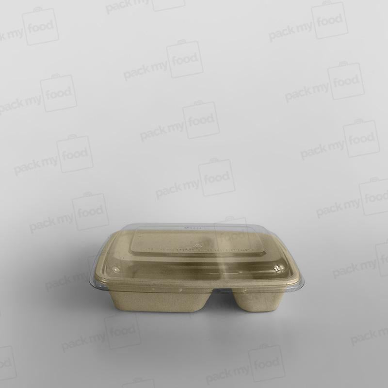 Sabert 2 Compartment Rectangular Pulp Container - 800ml
