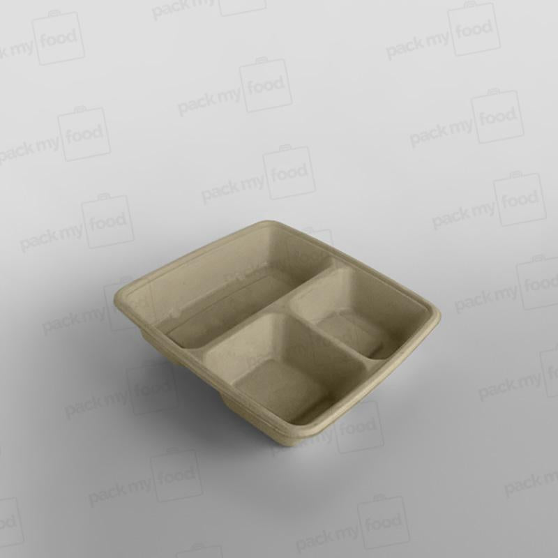 Sabert 3 Compartment Large Square Pulp Container