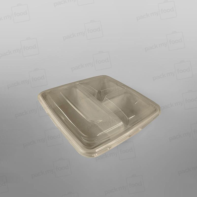 Sabert 3 Compartment PP Flat Lid For 3 Compartment Large Square Pulp Container
