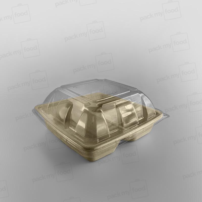 Sabert PP Domed Lid For 3 Compartment Large Square Pulp Container