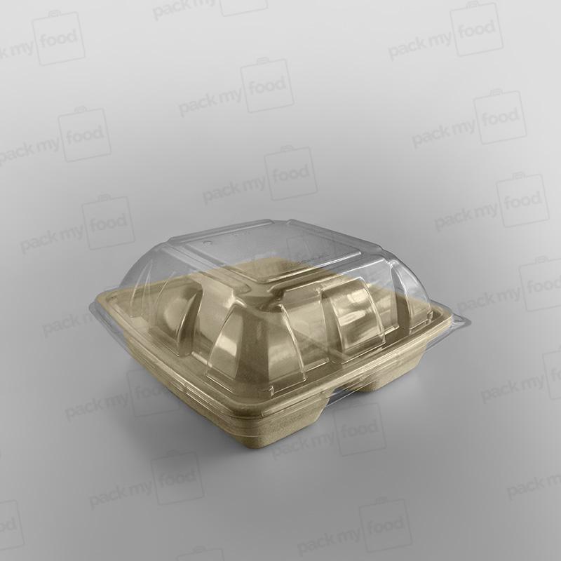 Sabert 3 Compartment Large Square Pulp Container