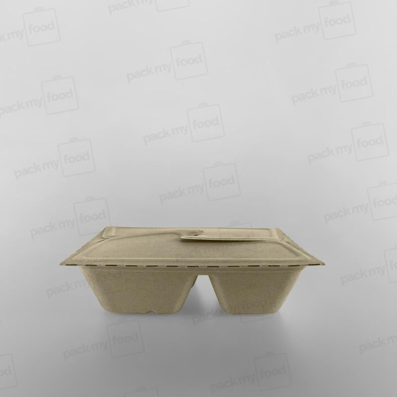 Sabert 2 Compartment Rectangular Pulp Meal Box - 800ml