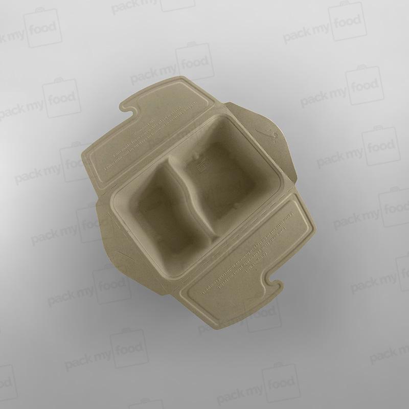 Sabert 2 Compartment Rectangular Pulp Meal Box - 800ml