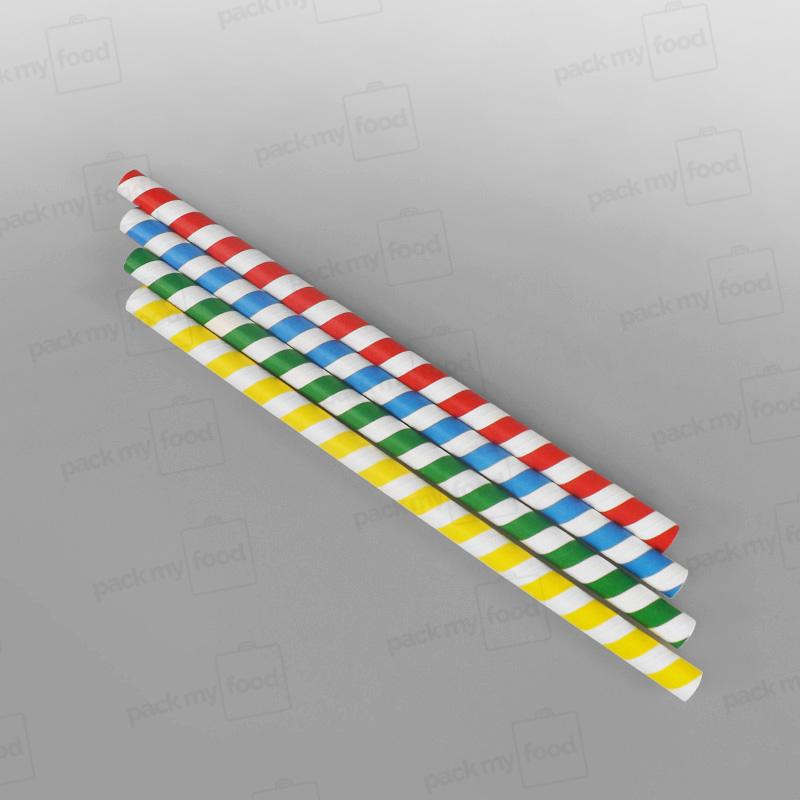 Multi Coloured Jumbo Paper Straws For Smoothies/ Milkshakes/ Bubble Tea - 225 x 11mm