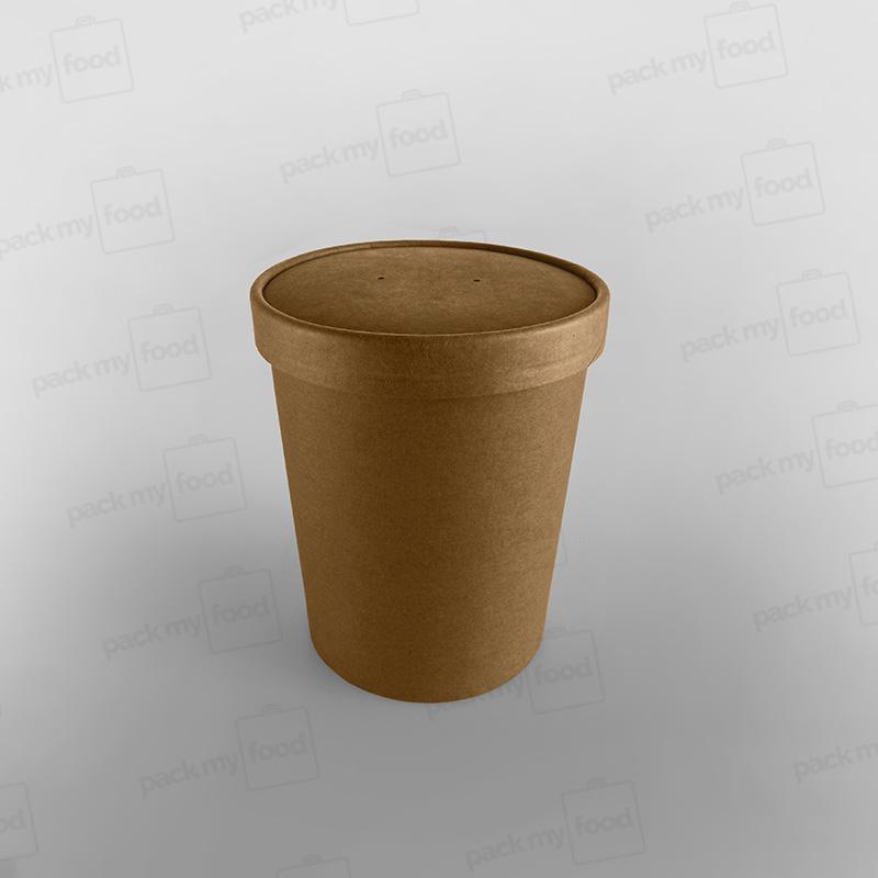 Dispo Brown Paperboard Lid For 26oz/32oz Paper Soup Container