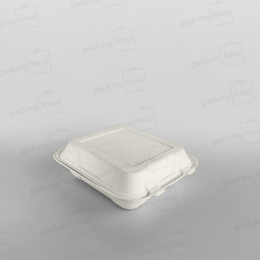 Compostable Bagasse Square 8'' Hinged Lunch Box