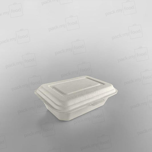 Bagasse Compostable Regular Clamshell Meal Box - 7 x 5 x 2.5 inch