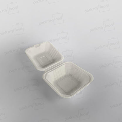 Bagasse Compostable 6 Inch Clamshell Burger Box