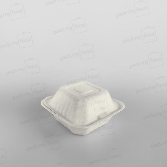 Bagasse Compostable 6 Inch Clamshell Burger Box