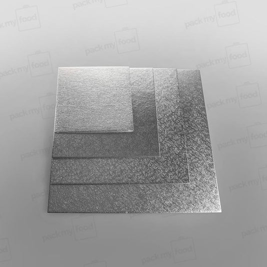 Cake Card Silver Square, Single Thick