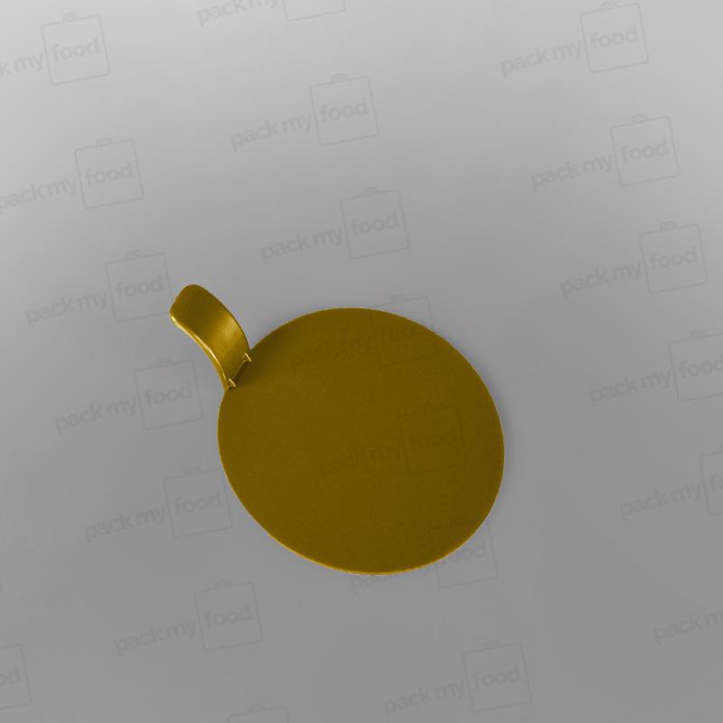 Single Slice Cake Card Gold Round With Handle - 8.3cm