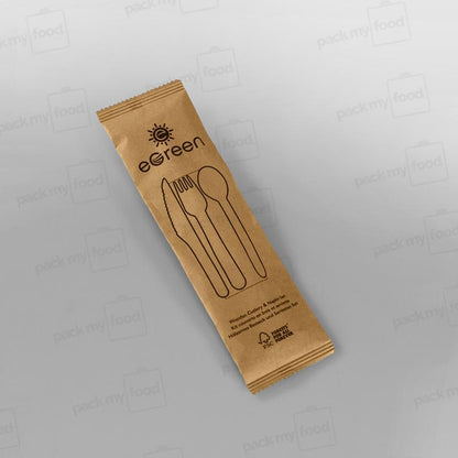 Wooden Cutlery Pack (Napkin, Fork, Knife, Spoon)