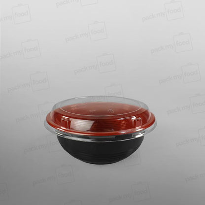 Somoplast Black/Red Microwavable Donburi Bowl & Microwavable Lid