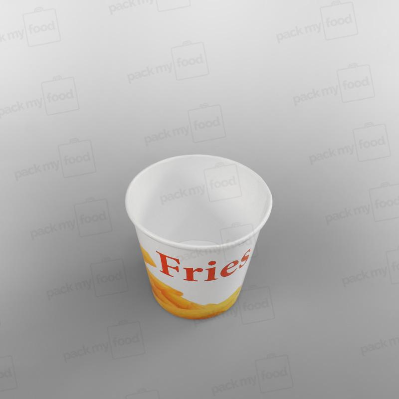 White Paper Food Container - French Fries Design