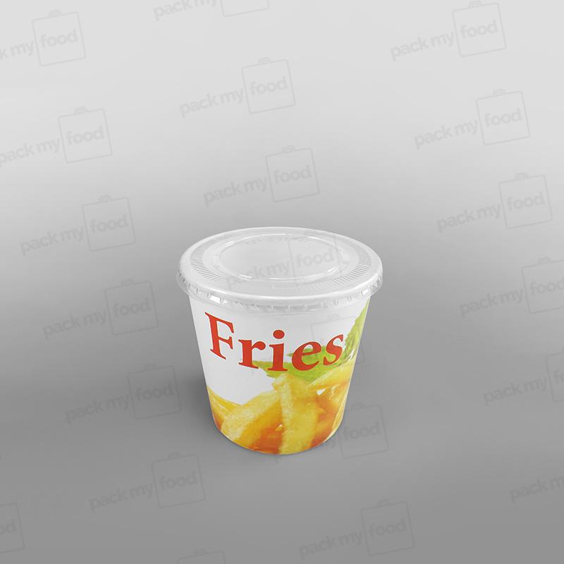 White Paper Food Container - French Fries Design