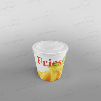 White Paper Food Container - French Fries Design
