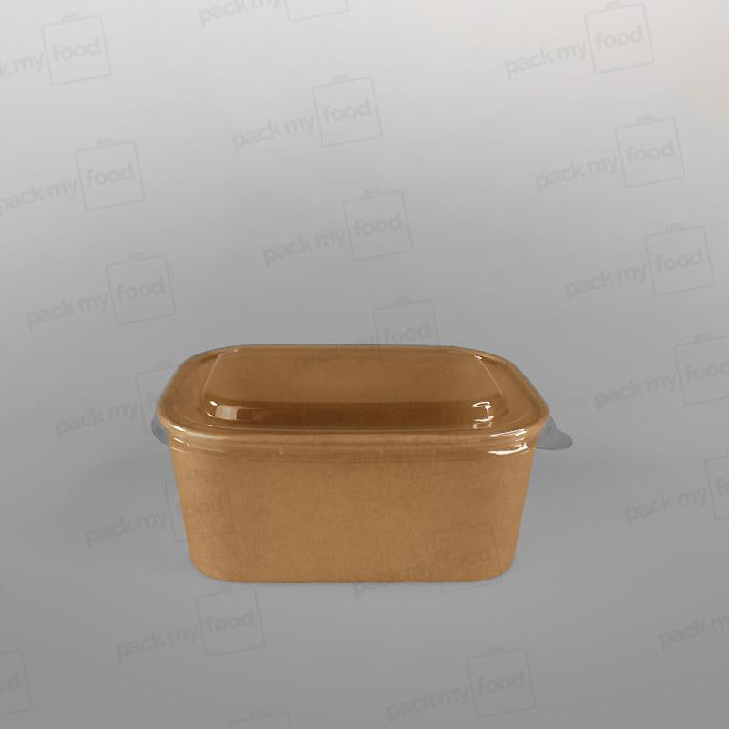 PET Lid For Go-Pak Kraft Rectangular Food Bowl - 500/750/1000cc