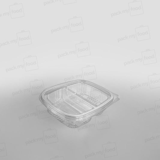 Somoplast Clear Hinged 2 Compartment Rectangular Plastic Container - 250cc