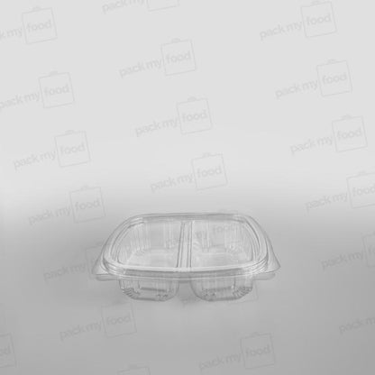 Somoplast Clear Hinged 2 Compartment Rectangular Plastic Container - 250cc