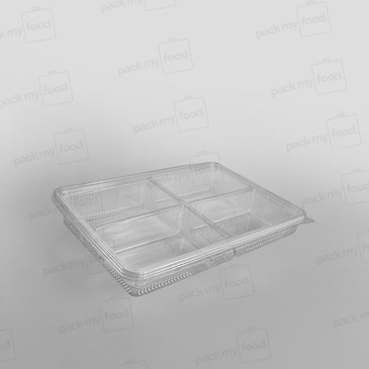 Somoplast 4 Compartment Clear Hinged Rectangular Container