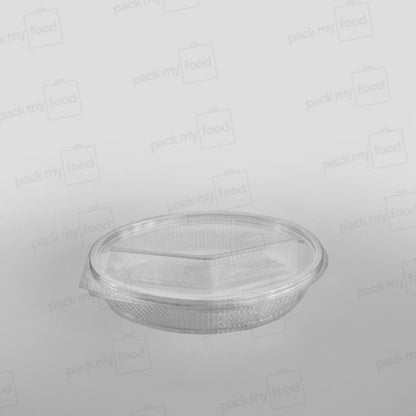 Somoplast Clear Hinged 2 Compartment Oval Container - 575cc
