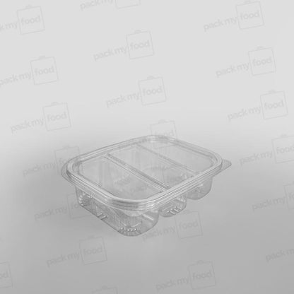 Somoplast 3 Compartment Clear Hinged Oval Container - 550cc Economy